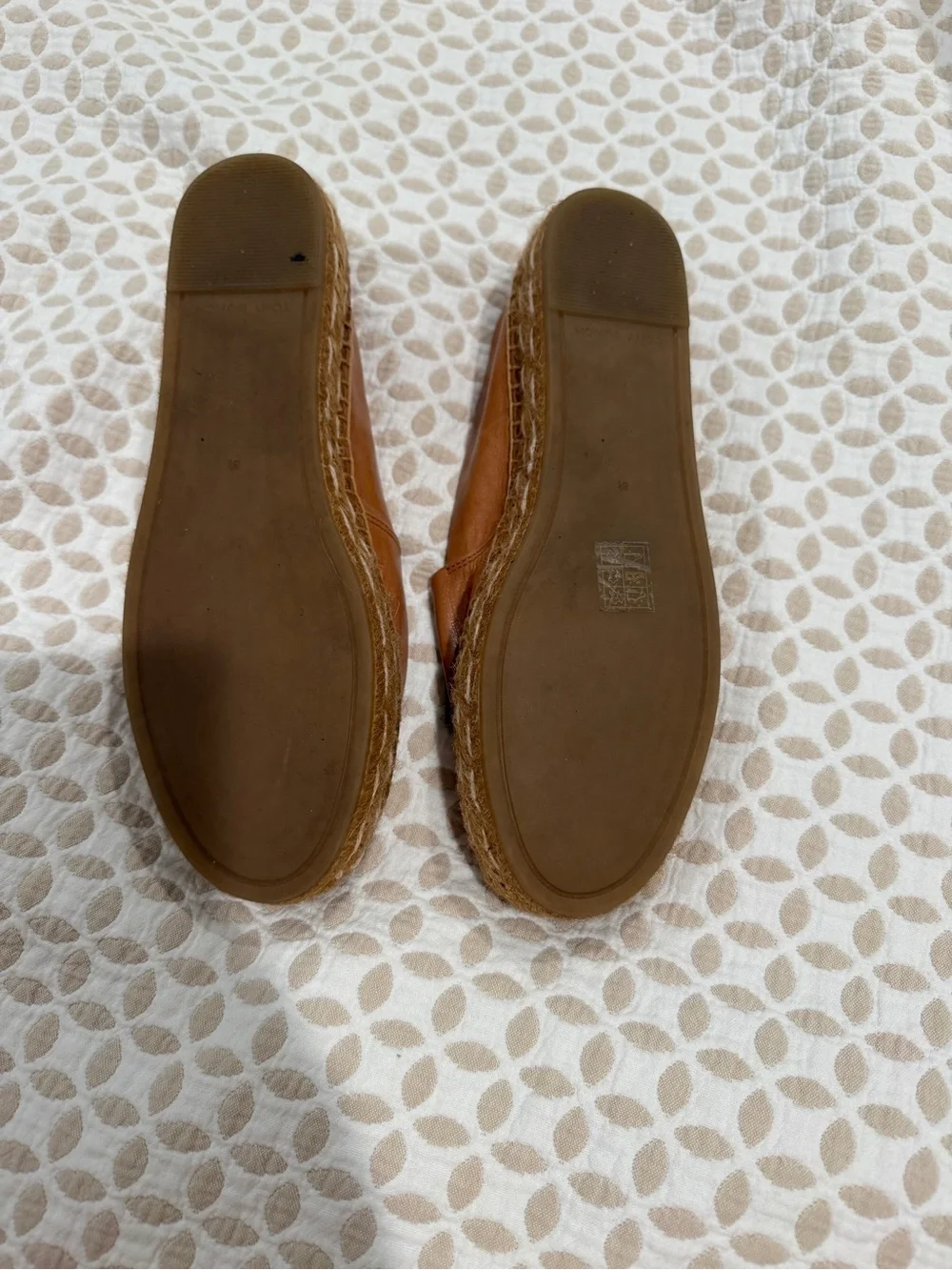 Tory Burch Tan Leather Logo Espadrille Flats (Worn Once)